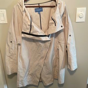 Simply Vera Wang Assymetrical Zip Grey Canvas Rain Jacket Womens Large